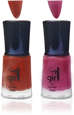 

seven seas gossip girl glitter nail polish 7 day forsure makeup cosmetic mi combo set of 2 orange, pink