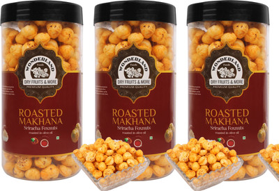 

Wonderland Makhana Roasted Sriracha Foxnuts (Pack of 3-100g Each) Assorted Nuts(300 g, Mason Jar)