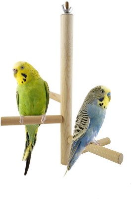 Sage Square 10 Inches / 25.5 cm Natural Wood 4 Stage Playful Climbing Cage Accessory Hanging Perch Bird Stand / Toy Wooden Training Aid, Stick For Bird