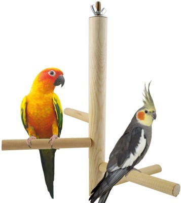 Sage Square 15 Inches / 38 cm Natural Wood 4 Stage Playful Climbing Cage Hanging Perch Bird Stand / Bird Toy Wooden Training Aid, Stick For Bird