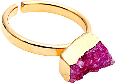 

The Sparkle Story Pink Rough Druzy 14x10mm Gold Plated  Stone Ring