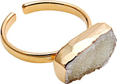 

The Sparkle Story White Rough Druzy 16x10mm Gold Plated  Stone Ring