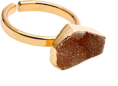 

The Sparkle Story Brown Rough Druzy 10X9MM Gold Plated  Stone Ring