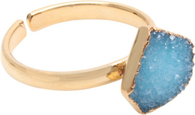 

The Sparkle Story Blue Rough Druzy 12x10mm Gold Plated  Stone Ring