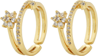 Muchmore Floral Shape Gold Tone Toe Ring Traditional Jewellery Alloy Crystal Gold Plated Toe Ring