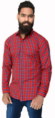 CLUBBOYCASUALSHIRT Men Checkered Casual Red Shirt