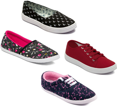 

Asian Women Casual & Running Shoes Combo Pack of 4 Canvas Shoes For Women(Multicolor