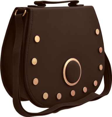 

TAP FASHION Women Casual Brown PU Sling Bag