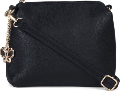 

Butterflies Women Casual Black PU Sling Bag