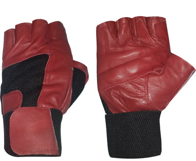 

Cp Bigbasket Leather Gym & Fitness Gloves (Free Size, Red, Black), Black;dark red