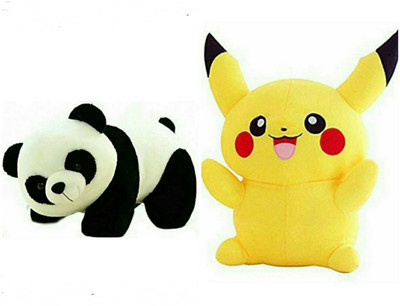 

soniya Enterprises panda-30cm and Pikachu - 38 cm(Yellow, Black), Black;yellow