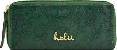 

Holii Women Casual Green Genuine Leather Wallet(8 Card Slots)