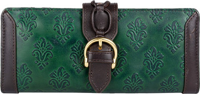 

Holii Women Casual Green Genuine Leather Wallet(14 Card Slots)
