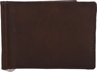 

Pocket bazar Men Brown Genuine Leather Money Clip(6 Card Slots)