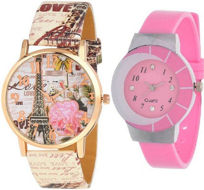 

Ismart miss perfect Parish Efill tower rose and pink print 324 combo girls watches Watch - For Girls