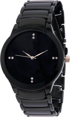 

FabSale Dimoand Studded On Dial Black Metal Strap Watch - For Boys