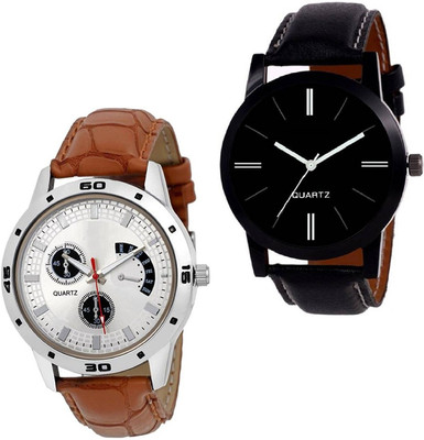 

hn enterprise New Styalish Black & Brown Analogue Combo Watch - For Boys