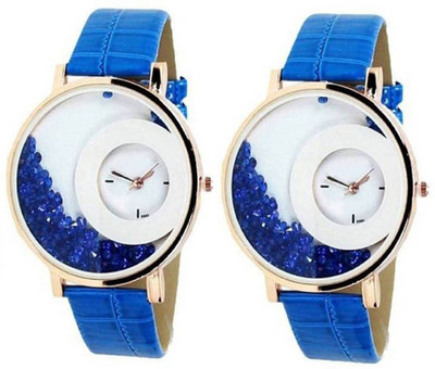 

Swadesi Stuff Movable blue diamond Stylish watch combo of 2 Watch - For Women