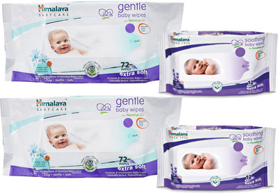 

Himalaya Gentle Baby Wipes 72x2 and Soothing Baby Wipes 12x2(4 Pieces)