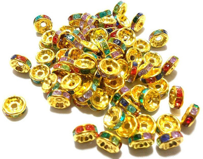 

GOELX Rhinestone Spacer For Jewellery Making, Designer Craft Making - Pack Of 50 - Multicolour