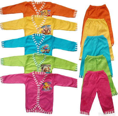 

Sonpra Baby Soft Cotton Full Sleeves Jhablas Pyjamas Combo Set ( 3 - 6 Months)(Multicolor)