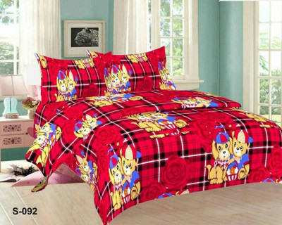 CHUNNU1 STAR 144 TC Microfiber Double 3D Printed Flat Bedsheet(Pack of 1, Maroon)
