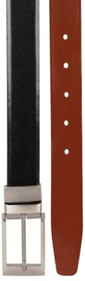 

ZURICH Men Formal Black Genuine Leather Reversible Belt, Black/brown