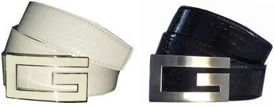 

FUN STOP Men Party, Casual, Formal, Evening White, Black Artificial Leather Belt, Black;white