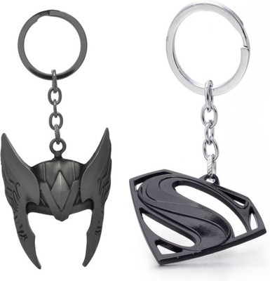 

MGP Fashion silver helmet mask and silver superman combo car, bike Key Chain(Silver)