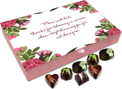 

Chocholik Gift Box - Mom and Dad Thanks for Believing in Me Chocolate Box - 12pc Truffles(144 g)