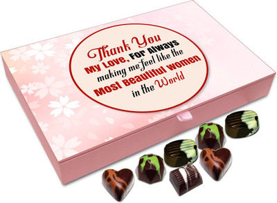 

Chocholik Gift Box - Thank You For Always Making Me Feel The Most Beautiful Woman Chocolate Box - 12pc Truffles(144 g)