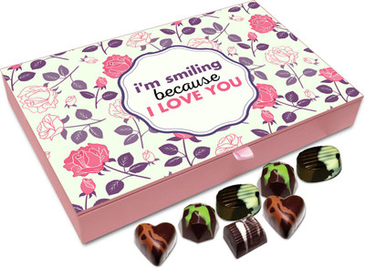

Chocholik Gift Box - I Am Smiling Because I Love You Chocolate Box - 12pc Truffles(144 g)