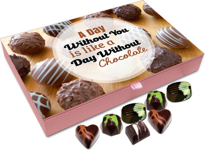 

Chocholik Gift Box - A Day Without You Is Like A Day Without Chocolate Chocolate Box - 12pc Truffles(144 g)