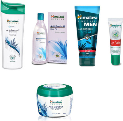 

Himalaya Anti Dandruff Shampoo, Anti Dandruff Hair Oil, Anti Dandruff Hair Cream, Men Anti-Dandruff Styling Gel, Lip Balm(Set of 5)