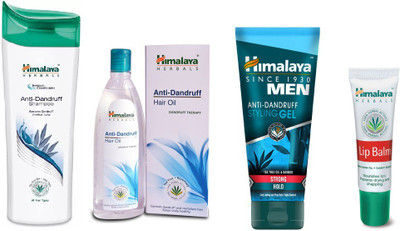 

Himalaya Anti Dandruff Shampoo, Anti Dandruff Hair Oil, Men Anti-Dandruff Styling Gel, Lip Balm(Set of 4)