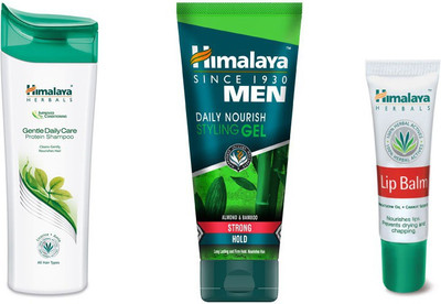 

Himalaya Gentle Daily Care Protein Shampoo, Men Daily Nourish Styling Gel, Lip Balm(Set of 3)