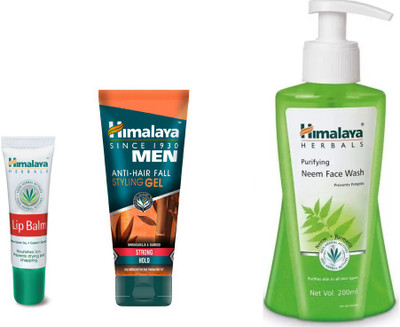 

Himalaya Men Anti Hair Fall Styling Gel, Purifying Neem Face Wash, Lip Balm(Set of 3)