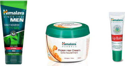 

Himalaya Protein Hair Cream, Men Daily Nourish Styling Gel, Lip Balm(Set of 3)