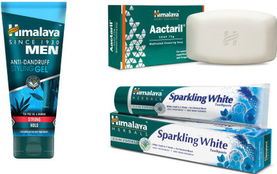 

Himalaya Men Anti-Dandruff Styling Gel, Aactaril Soap, Toothpaste(Set of 3)
