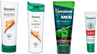

Himalaya Damage Repair Protein Conditioner, Damage Repair Protein Shampoo, Men Daily Nourish Styling Gel, Lip Balm(Set of 4)