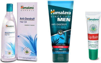 

Himalaya Anti Dandruff Hair Oil, Men Anti-Dandruff Styling Gel, Lip Balm(Set of 3)