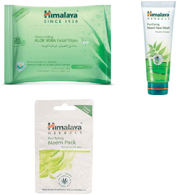 

Himalaya Aloe Vera Facial Wipes, Purifying Neem Face Wash, Purifying Neem Pack(Set of 3)