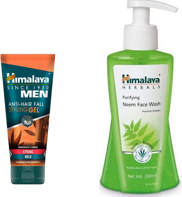 

Himalaya Men Anti Hair Fall Styling Gel, Purifying Neem Face Wash(Set of 2)