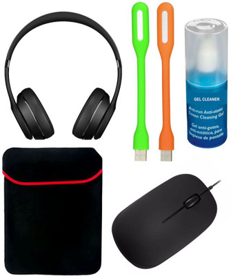 

Anweshas 6 in 1 Combo of 15.6 inches Laptop Sleeve with Headphone, 2 Pcs Usb Led Light, Ultra Slim Usb Optical Mouse and Gel Cleaning Kit Combo Set