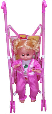 

Pepperonz Sweet Musical Baby Doll With Stroller Toy(Multicolor)