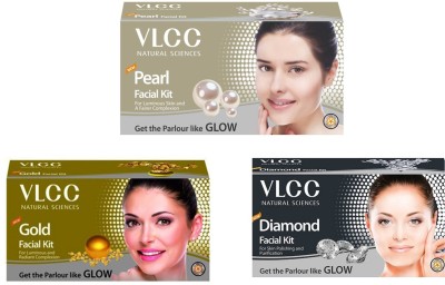 VLCC Original Gold, Pearl and Diamond Facial kit(3 x 60 ml)