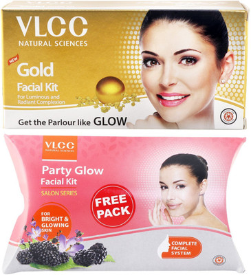 

VLCC Gold Facial Kit 60g with Free Party Glow Facial Kit 60g (Buy 1 Get 1 Free) 50 g(Set of 12)
