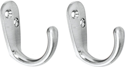 Smart Shophar Single Alloy Jack(J) Hook - Wall Mounted Coat Hooks (Chrome Finish) 1 - Pronged Hook(Silver Pack of 2) Flipkart