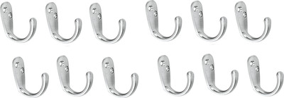 Smart Shophar Single Alloy Jack(J) Hook - Wall Mounted Coat Hooks (Chrome Finish) 1 - Pronged Hook(Silver Pack of 12) Flipkart