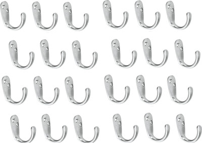 Smart Shophar Single Alloy Jack(J) Hook - Wall Mounted Coat Hooks (Chrome Finish) 1 - Pronged Hook(Silver Pack of 24) Flipkart